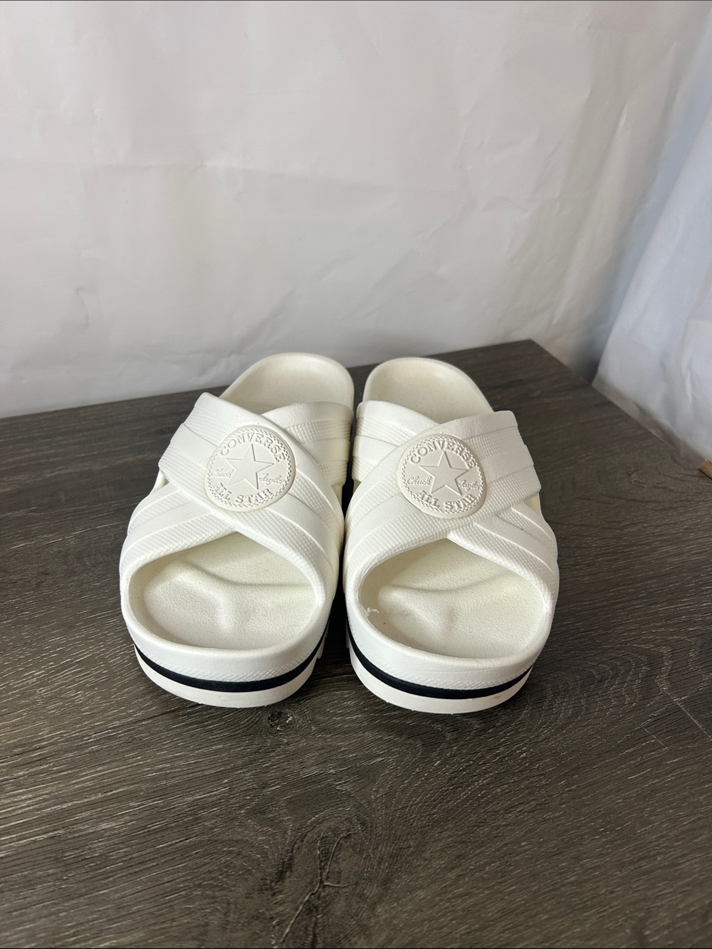 Converse White Platform Crisscross Slide Sandals